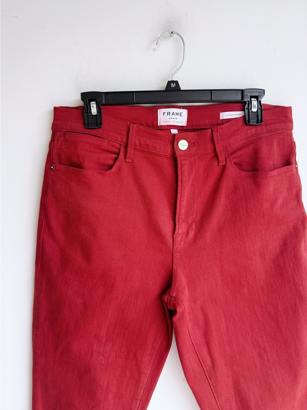 FRAME Le High Straight Red Cropped Jeans Size 30 High Rise Designer Denim - Picture 4 of 5